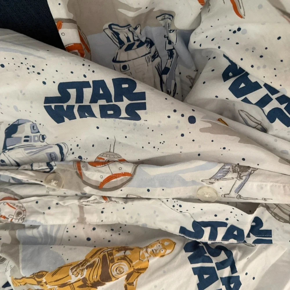 Pottery Barn Kids Star Wars Twin Size Duvet Cover Droid Millennium Falcon CP3O